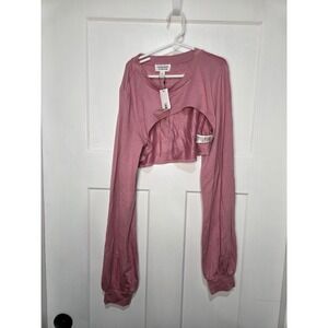 Vicarious Honey The drop Long Sleeve Shrug Ultra Crop Top Dusty Rose Pink Small